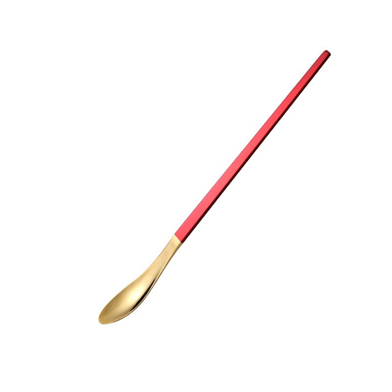 304 Stainless Steel Long Handle Stirring Spoon Cocktail Bartender Spoon Coffee Spoon Dessert Long Spoon Japanese Stirring Spoon: golden red