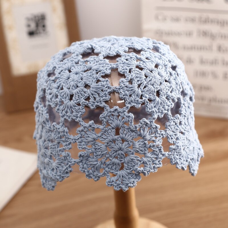 Bonnet Vintage en Crochet pour femmes, motif floral tricoté, Skullies, rétro, printemps été, ZZ-384: 7