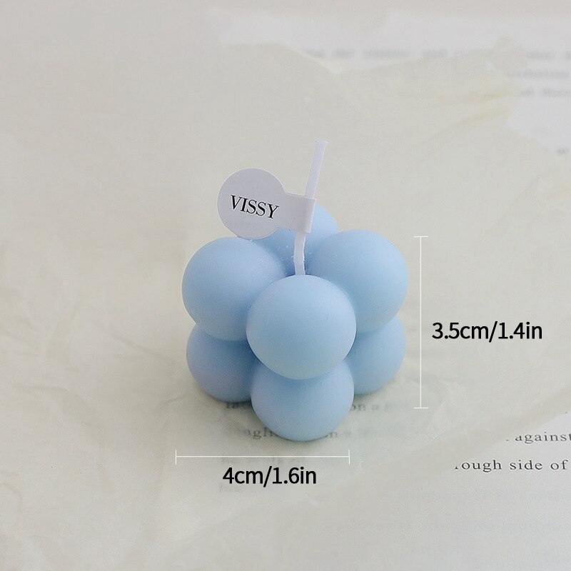 Bubble Cube Aromatherapy Candle Mini DIY Scented Candles Relaxing Birthday Handmade Home Decoration Party Photo Props: Blue 4x3.5cm