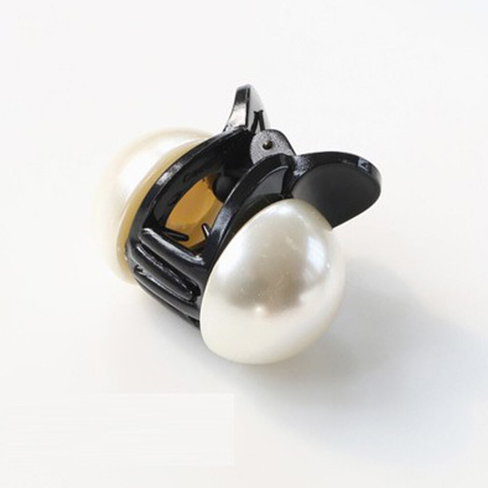 1Pc Vrouwen Crystal Imitatie Parel Hairgrip Haar Clip Klauw Elegante Haarspelden Krab Styling Tool Hoofddeksels Haar Accessorie: Black