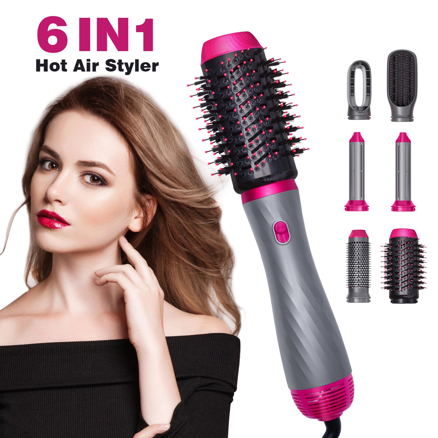 Brosse ionique 6 en 1 pour sèche-cheveux et lisseur, outil de Salon, sèche-cheveux et Styler en une seule étape, 1000W