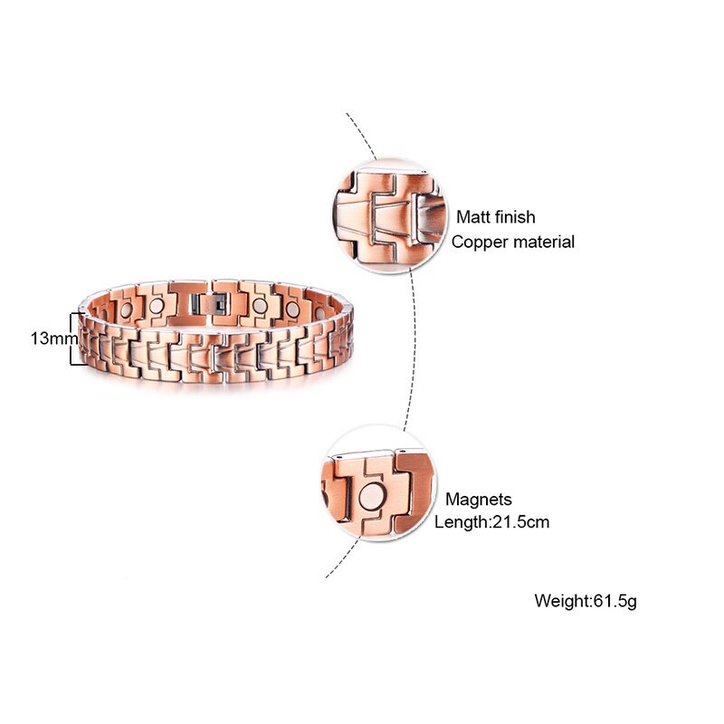 gentiluomo GIOIELLI di STILE di COLLEGAMENTO di RAME BRACCIALETTO TERAPIA MAGNETICA per GLI UOMINI braccialetto