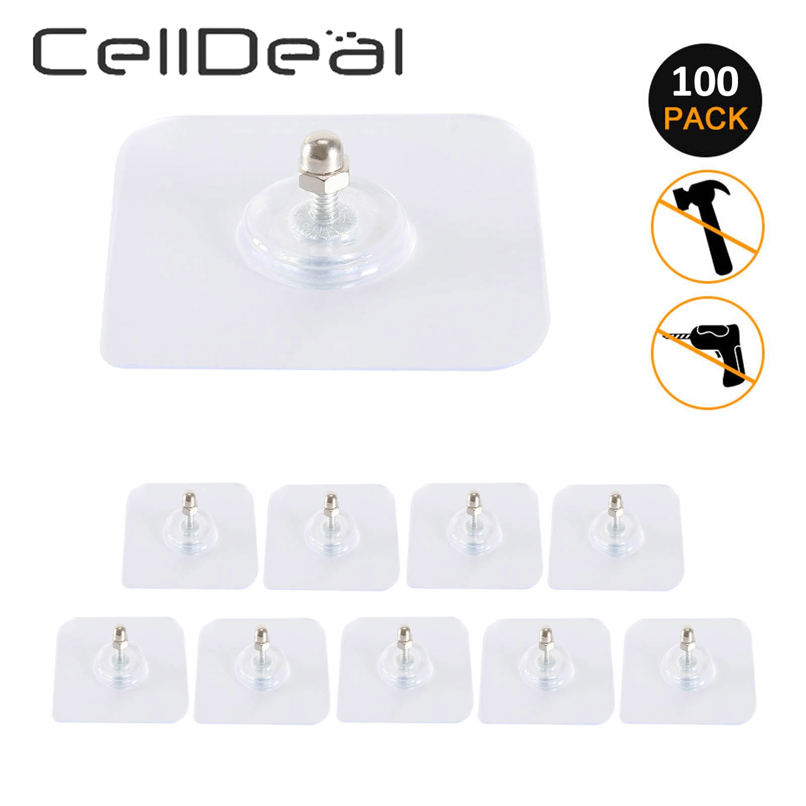 100pcs Punch-free Non-marking Screw Stickers Wall Picture Hook Invisible Traceless Hardwall Drywall Picture Hanging Kit Hanging