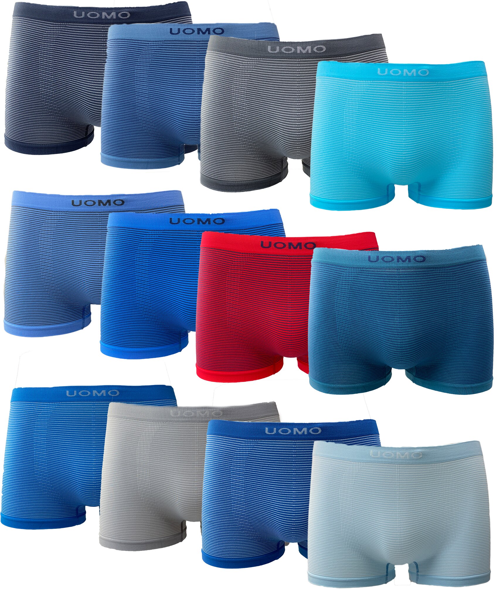 Channo Pack de 12 Surtido - Calzoncillos Boxer Lycra de niños sin Costuras