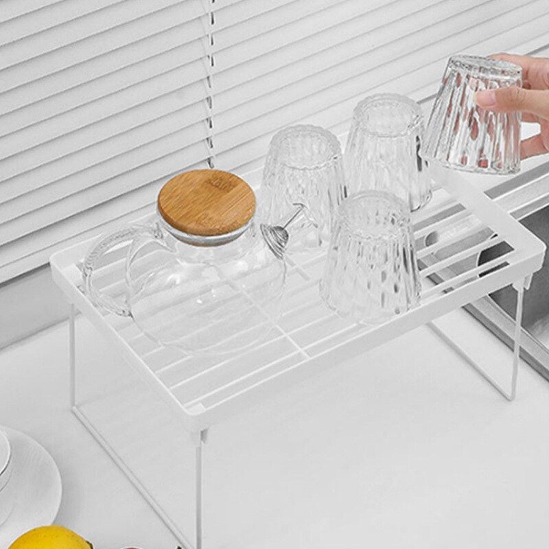 Organizador de cocina de Material ABS, soporte con ranuras para cocina, estante de almacenamiento, soportes para armarios, ahorro de espacio, estante para almacenamiento plegable,