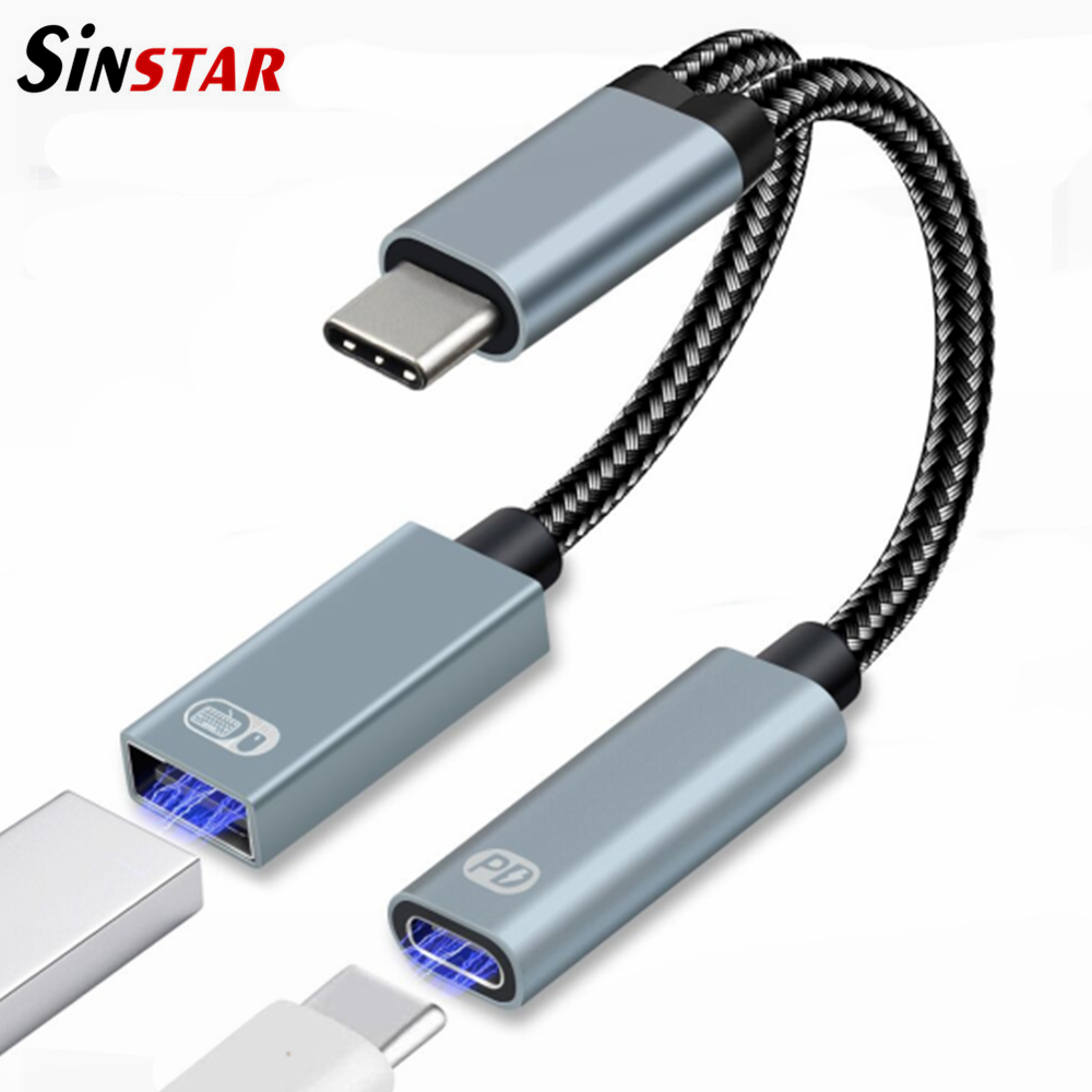 OTG 2 w1 USB C rozdzielacz kabel danych i ładowania dla Google TV dla chromecasta dla Samsung typ C męnarty na USB C OTG adaptery telefoniczne