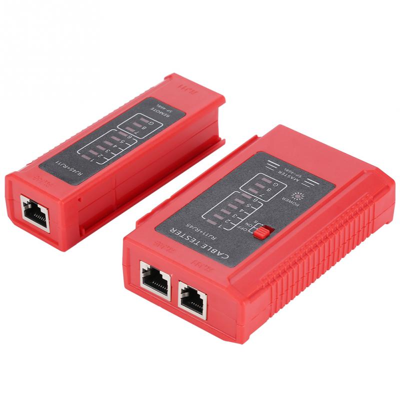 Red herramienta de prueba de WZ-468 RJ45 y RJ11 probador de Cable de red LAN Ethernet de plomo de alambre herramienta de prueba de red herramientas de medición
