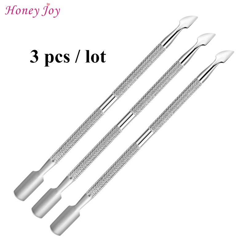 2 Way Spoon Pusher Stainless Steel Cuticle Remover Double Sided Finger Dead Skin Push Nail Art Tools Cuticle Manicure Pedicure: 3pcs