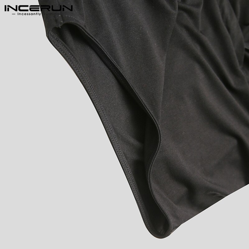 Mono liso sin mangas para hombre, peto con capucha, pantalones caídos de entrepierna Punk, ropa de calle con bolsillos, monos INCERUN 7