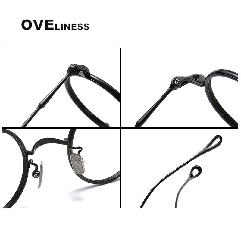 Montura de gafas de titanio puro para hombre, monturas de gafas graduadas ópticas redondas Vintage para miopía, gafas Retro Titan para mujer 2025