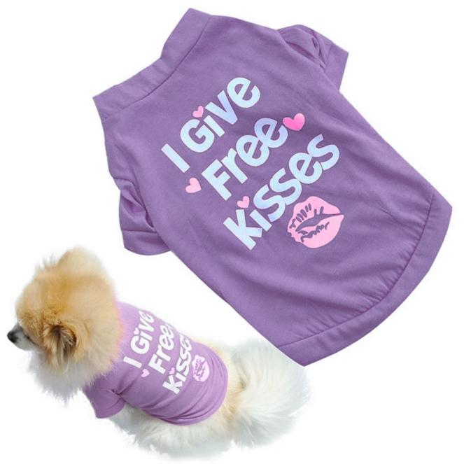 Camisa de verano para perros pequeños, ropa para perros pequeños con estampado de beso, huella de Mascota, a la venta, # D