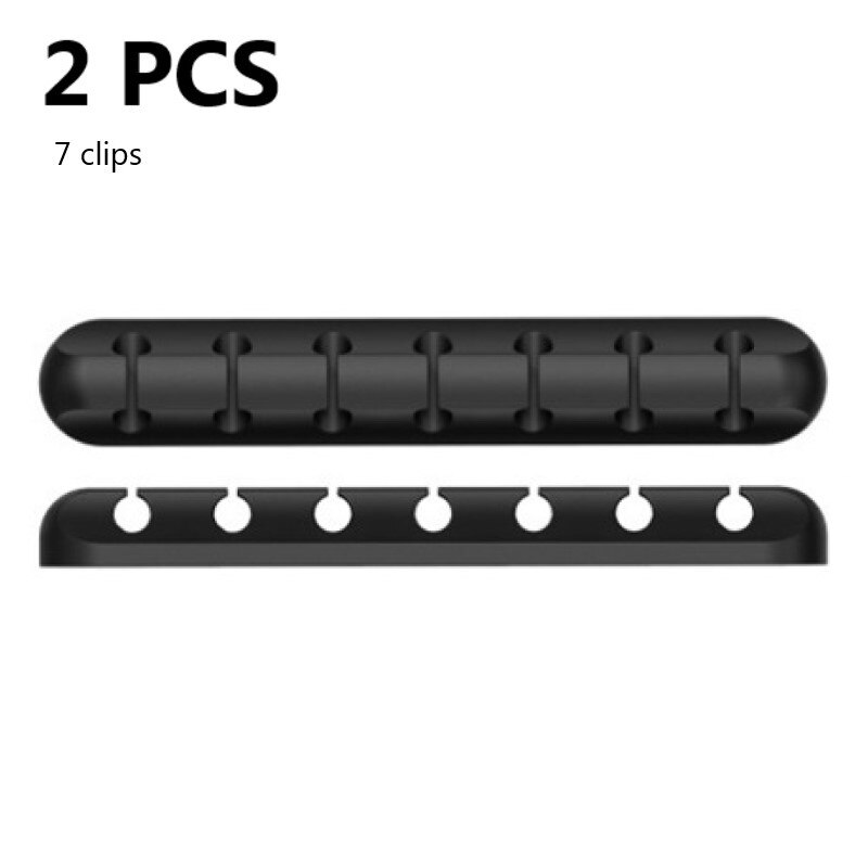 Cable Organizer Silicone USB Cable Winder Desktop Tidy Management Clips Cable Holder for Mouse Headphone Wire Organizer: 2PCS 7 clip