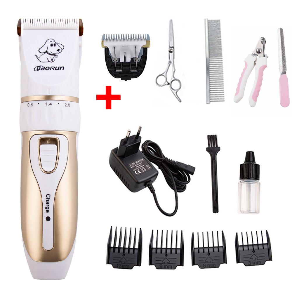 Baorun Pet Dog Hair Trimmer Animal Grooming Clippers Cat Cutter Machine Shaver Electric Scissor Clipper Dog Haircut Machine: P3-SET 5