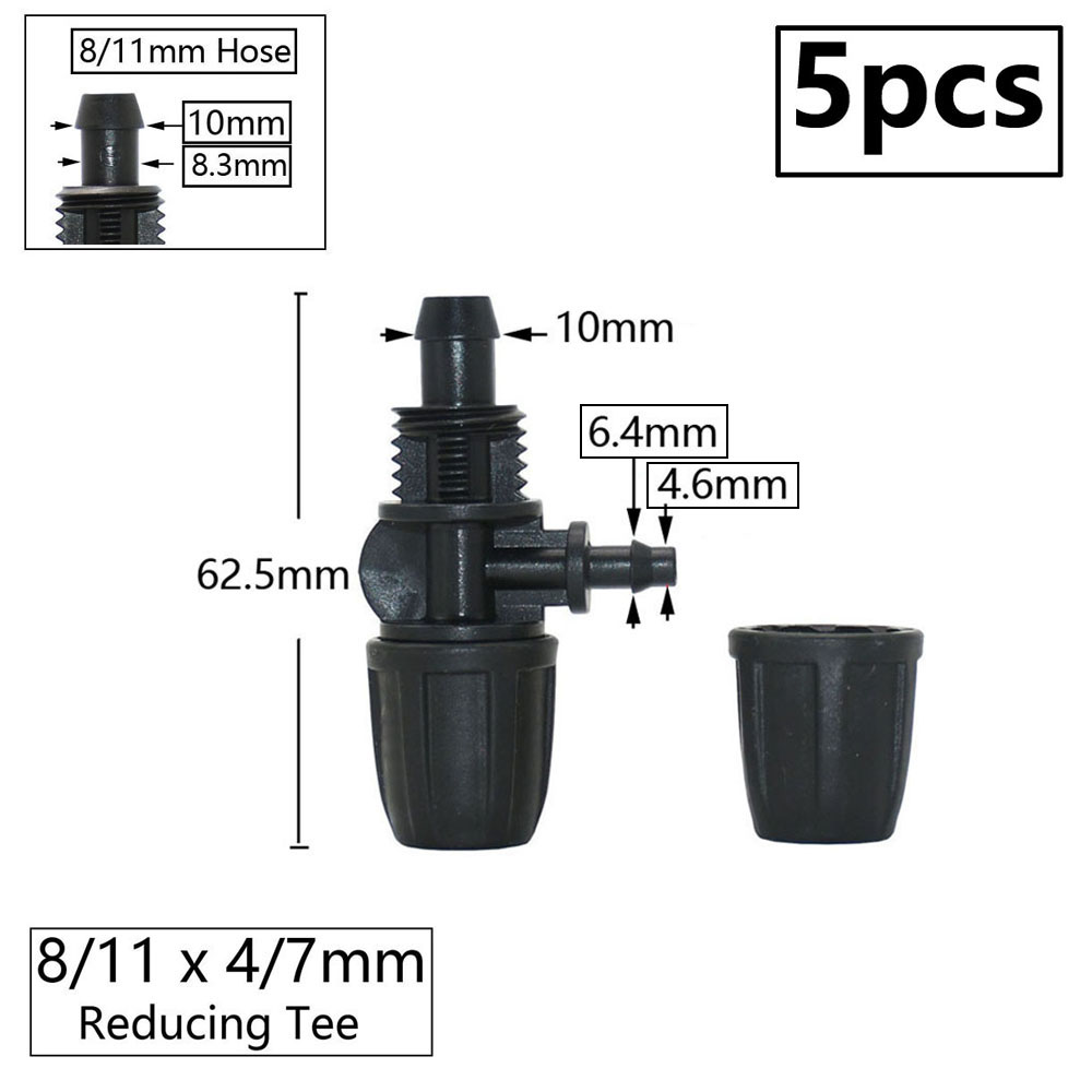 3/8" Bewässerung Gartenschlauch Anschluss 8/11 4/7 3/5mm Schlauch Reduzierstück gemeinsam T-Stück Winkel Endstopfen Tropfbewässerungssystem passend zu