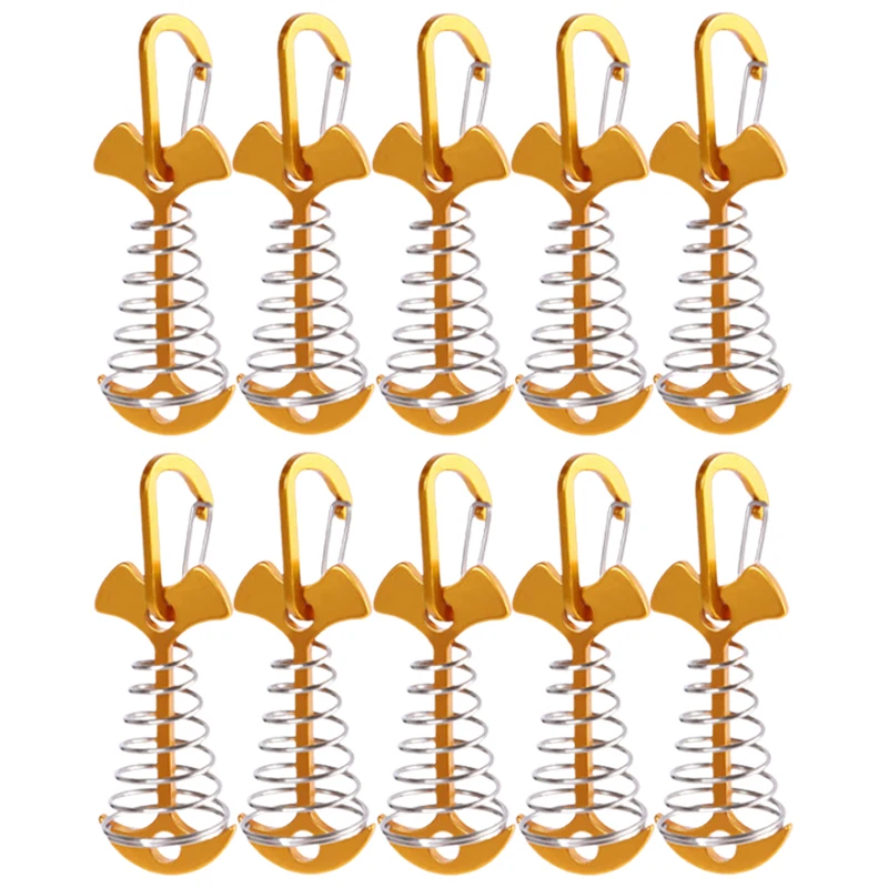 10/5PCS Lente Visgraat Dek Haringen Tent Stakes Luifel Anker Wind Touw Gesp met Karabijnhaak Dek Vaste nagels Camping Tent Haken: Black
