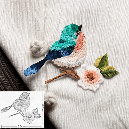 Vogel met Bloem Ijzer op Patches voor Kleding Borduren Applique DIY Hoed Jas Jurk Accessoires Kleding Sticker Strepen Badge