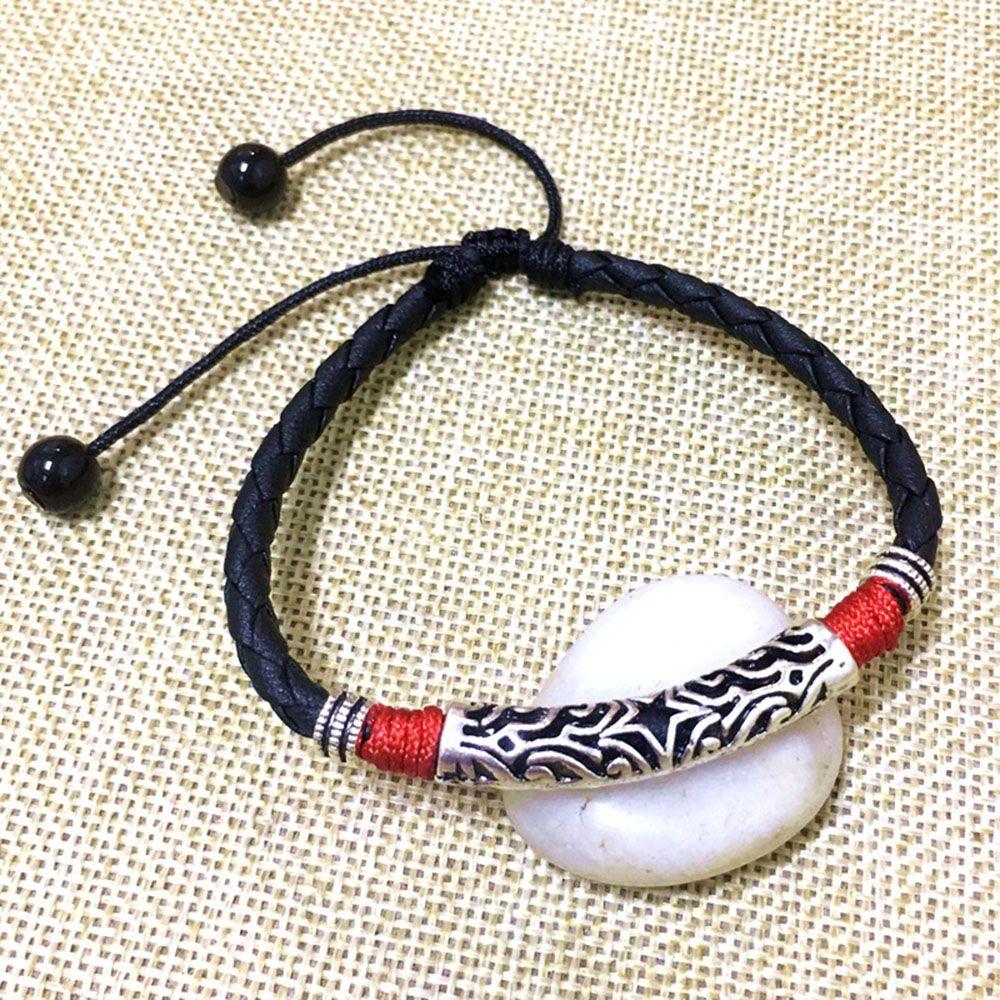 Mens Frauen Paar Leder Seil Fußkettchen Knöchel-Armbinde Barfuß Sandale Strand Fuß Kette Knöchel Ornamente Füße Schmuck: rot