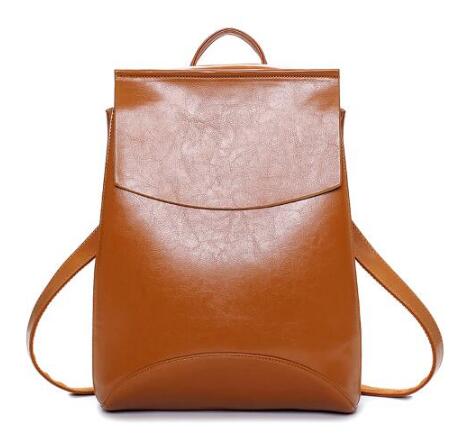 Frauen Leder Rucksäcke Schule Tasche Schüler Rucksack Damen Frauen Taschen Leder Paket Weiblichen Sack dos: Braun