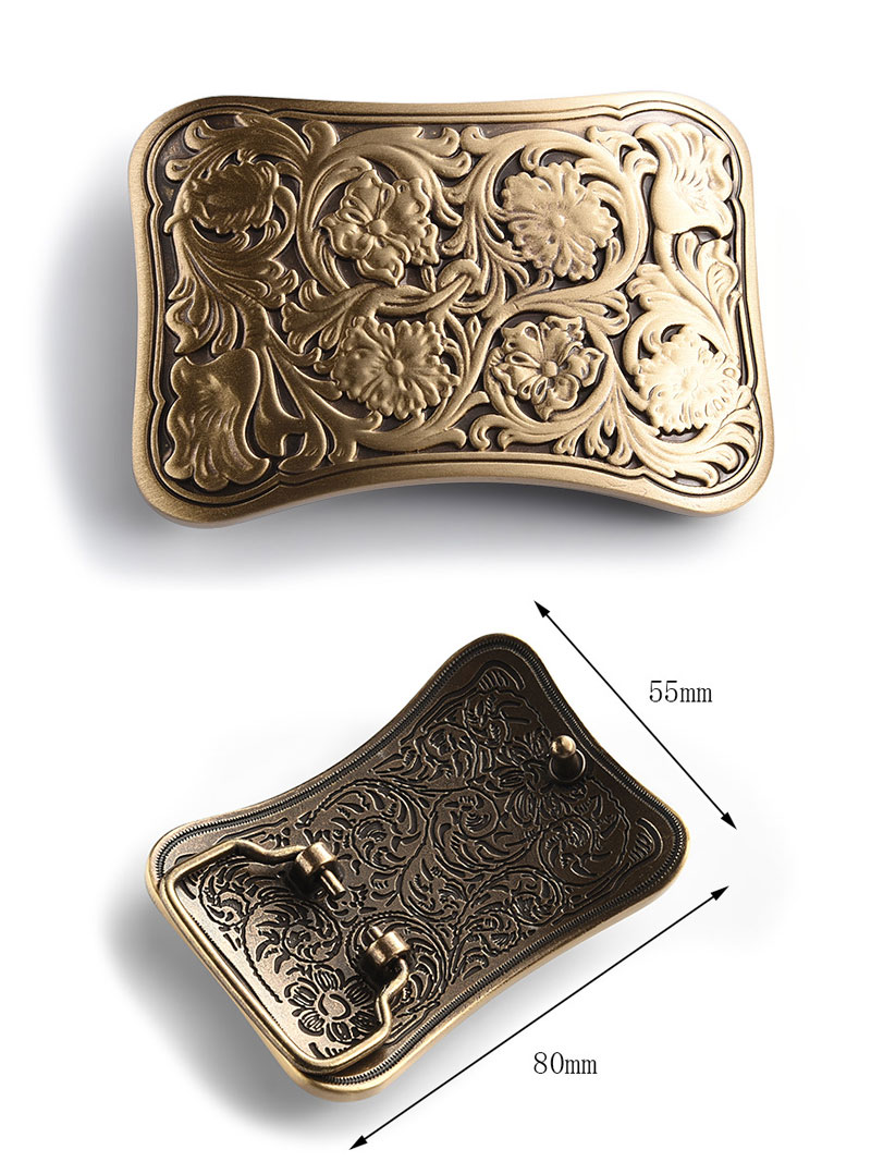 Ceinture en laiton en cuivre massif pour hommes, , antique, vintage, rétro, fleur en relief