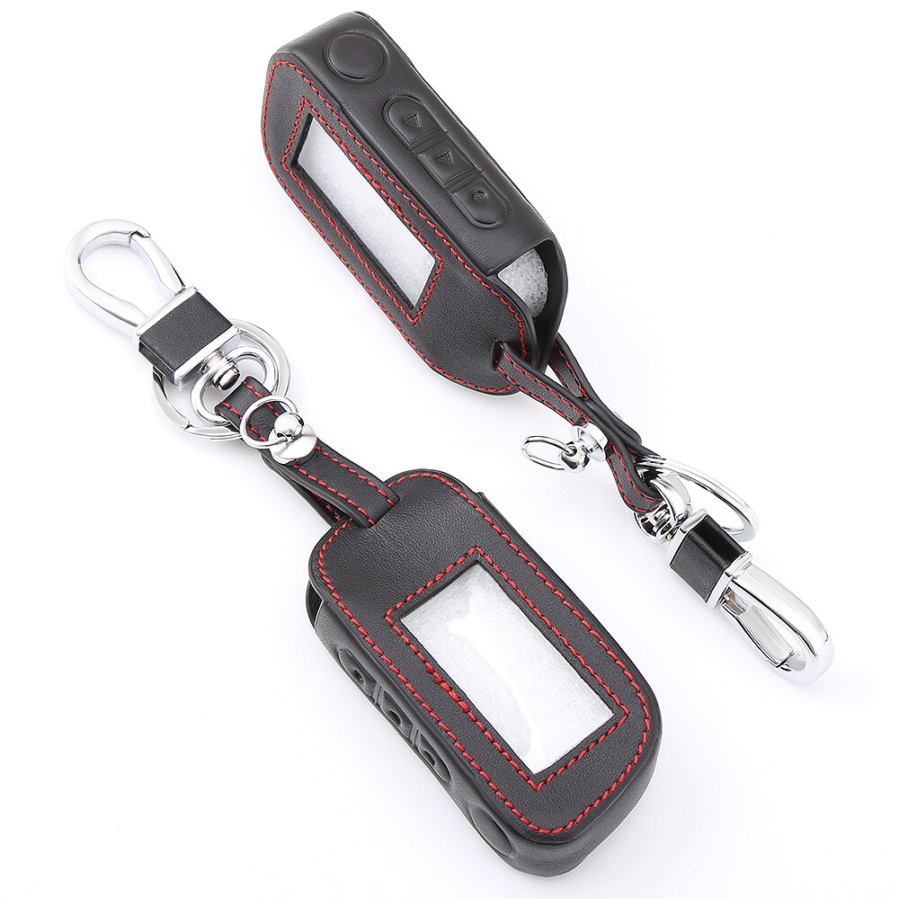 A93 étui à clés en cuir pour Starline A93 A63 A39 A36 alarme de voiture bidirectionnelle LCD télécommande porte-clés Fob couverture