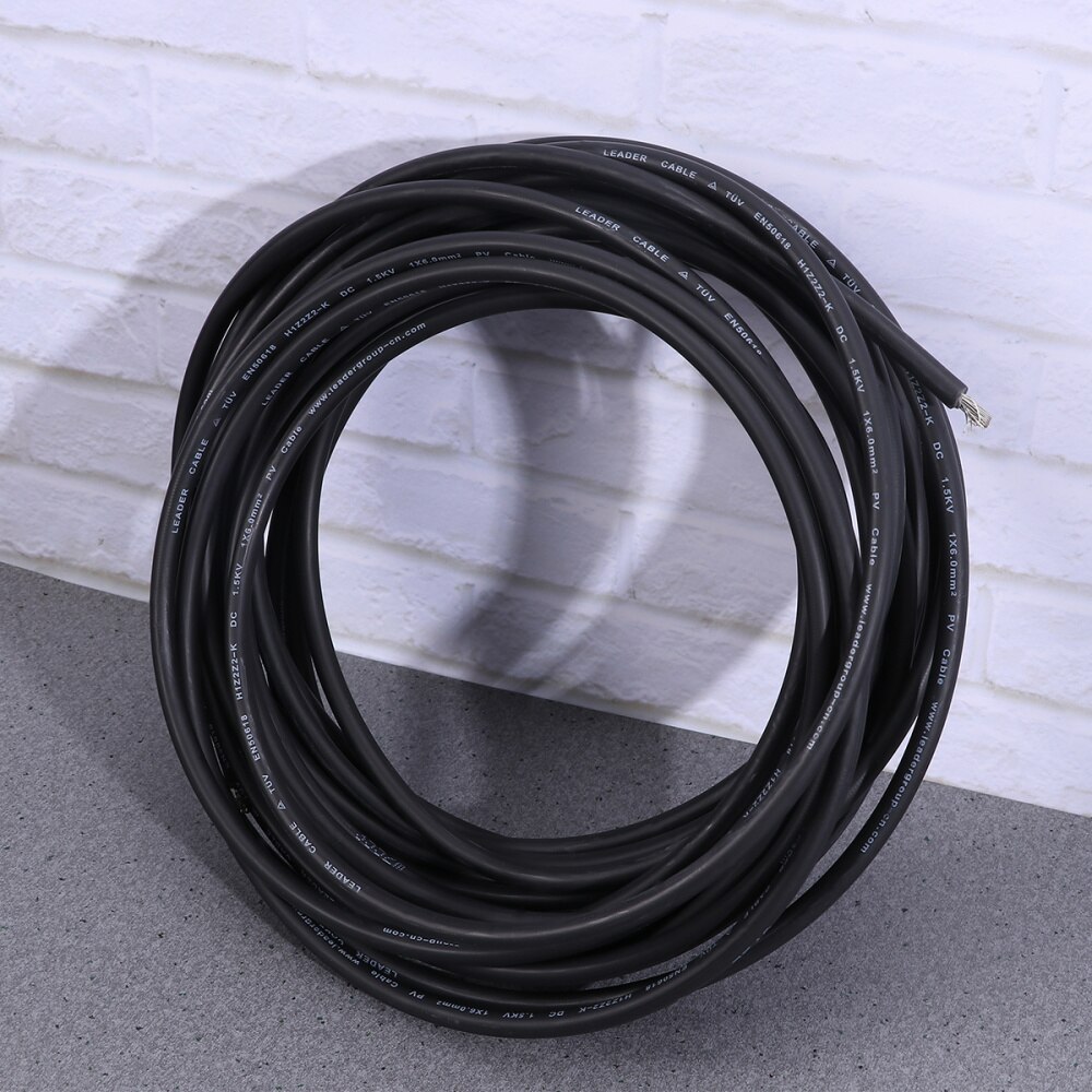 4mm2 5 Meter Extension Power Cable Solar Energy Power Cord for Solar Panel (Red): Black