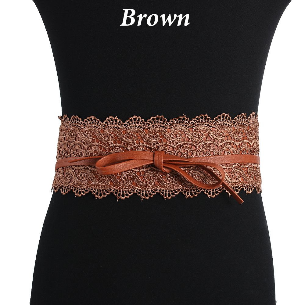 Vestido de boda para mujer, corsé ancho, cinturón de encaje, cinturón de cintura con autolazo para mujer, decoración colorida de banda de cintura de encaje a la: Brown Waistband