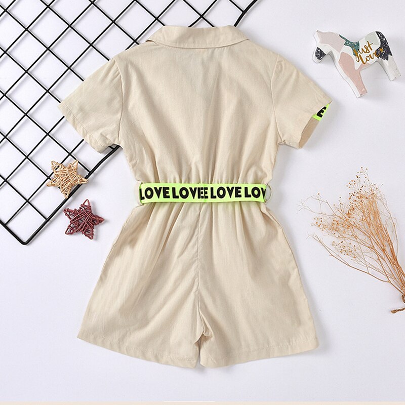 Abbigliamento per bambini Nuova Causale Estate Del Bambino Della Stampa Della Lettera Singolo Bottoni Del Pagliaccetto Della Tuta Tuta Outfit Shorts