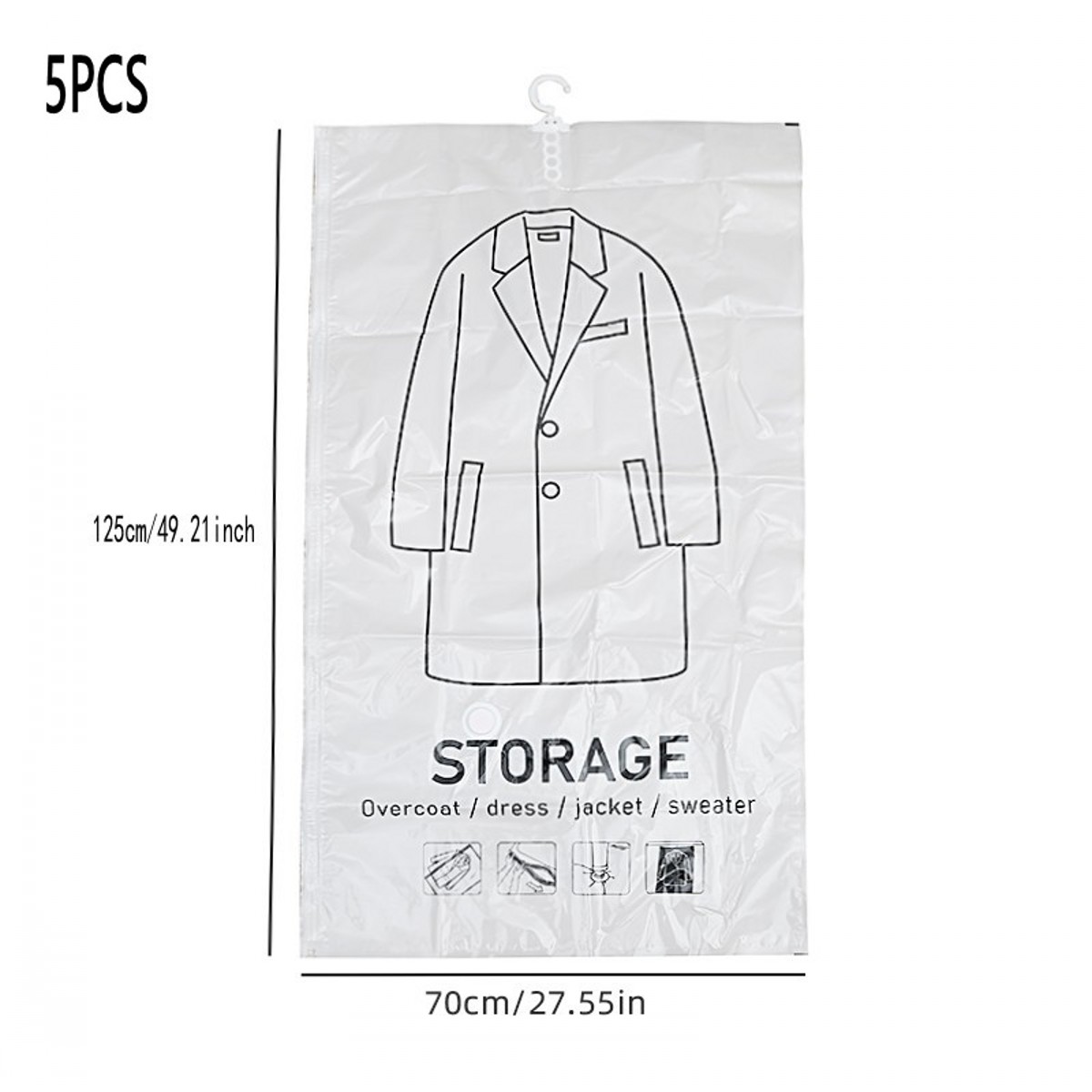 Hanging Vacuum Storage Bags, Hanging Space Saver Bags, Hanging Storage Bags for Clothes, Vacuum Sealed for Suits, Dress, Jacket: PURPLE