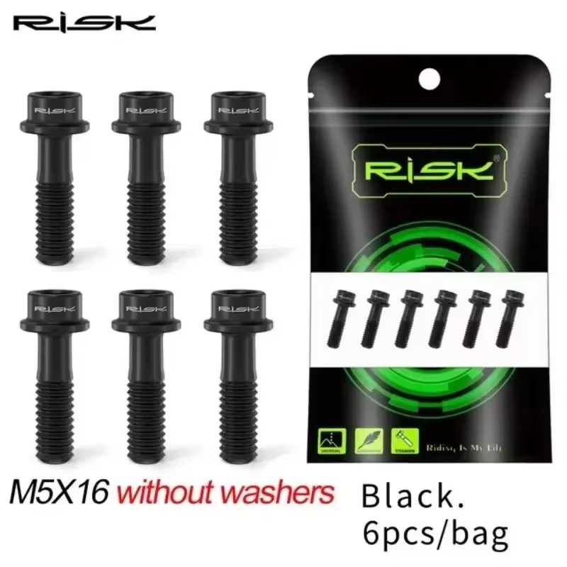 Pernos de vástago de titanio RISK, 6 uds., M5x16mm M5x18mm, tornillos de vástago de bicicleta de aleación de titanio, perno colorido para bicicleta de montaña, accesorios para bicicleta: Beige