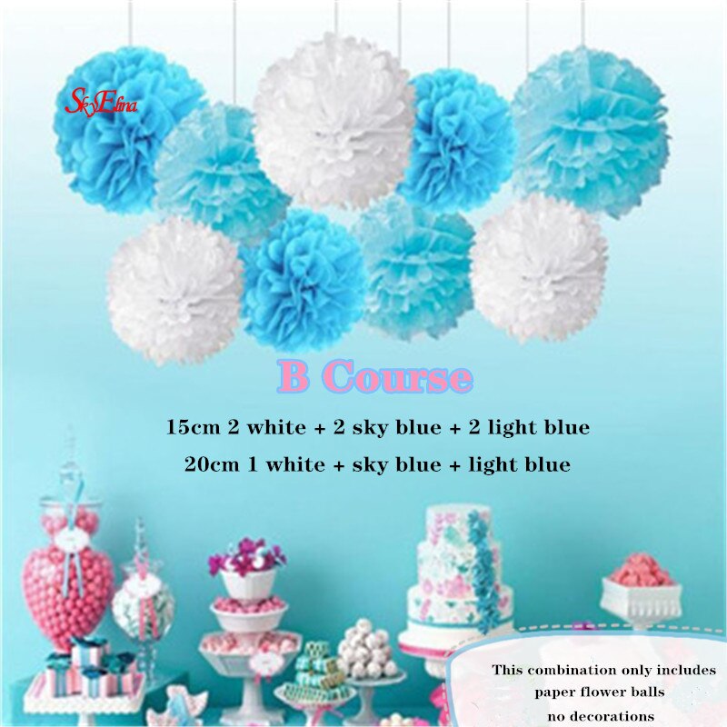 10 st 20cm hängande silkespapper pom poms papper blomboll hem trädgård gör-det-själv bröllopsrum dekoration fest layout tillbehör 6 zsh 014: B -9 st