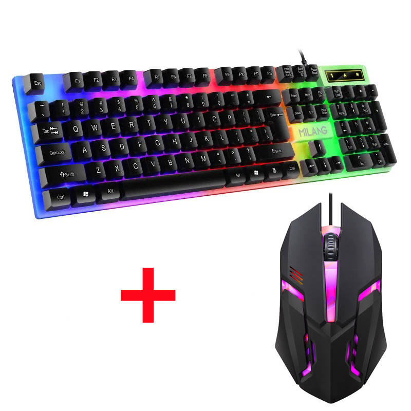 Bedraad Mechanisch Toetsenbord 104 Toetsen Zwevende Knop Regenboog Backlight Gaming Toetsenbord Kantoor Voor Laptop Pc Accessoires: Olive