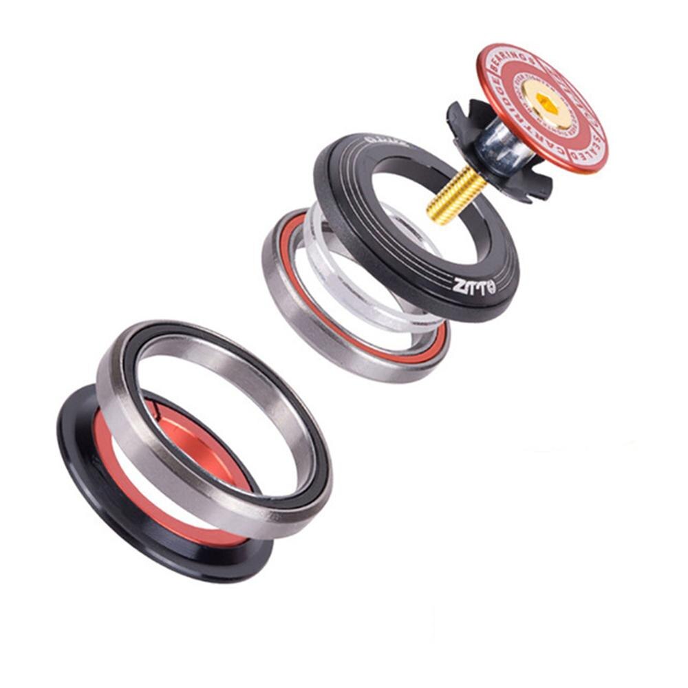 Bicycle Headset 42mm 52mm CNC 1 1/8"-1 1/2" MTB Bearing Straight And Tapered Tube Fork IS42 IS52 Steer Column Integrated System: red