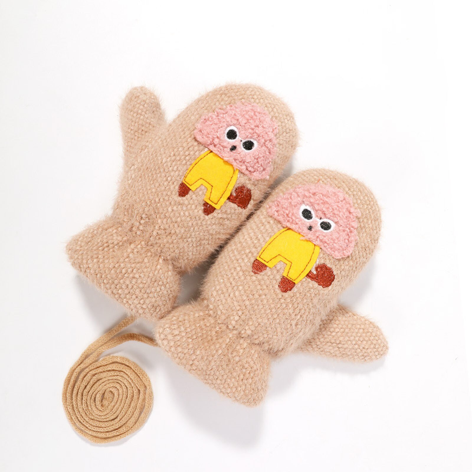 Vintage Cartoon Gestrickte Kinder Sport Handschuhe Frauen Verdicken Touchscreen Handschuhe Winter Warme Schnee Volle Finger Handschuhe Weihnachten