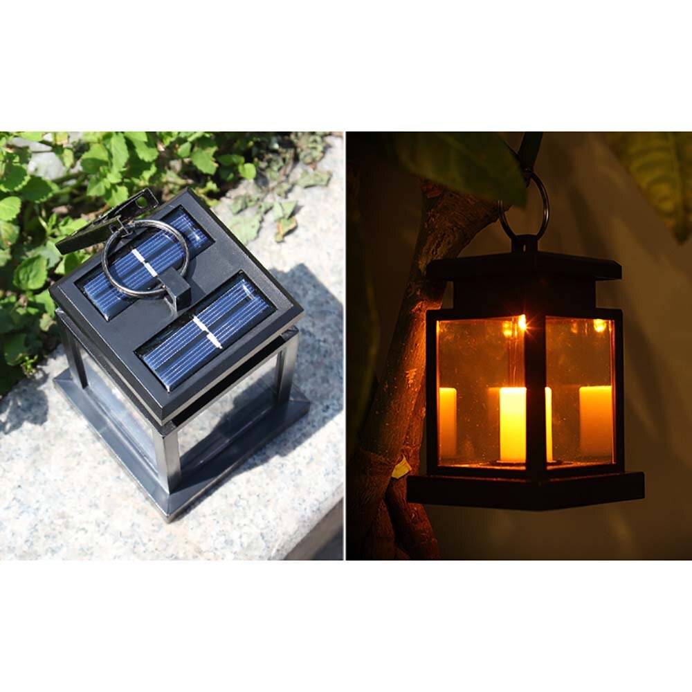 Klassisk udendørs solenergi glimt led stearinlys gårdhave dekoration paraply træ lanterne hængende lampe simpelt lys