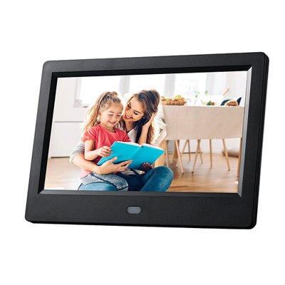 7 Inch HD Digital Photo Frame Clock Picture Video Player Display Shelf Advertising Machine Electronic: Black power / UK Plug