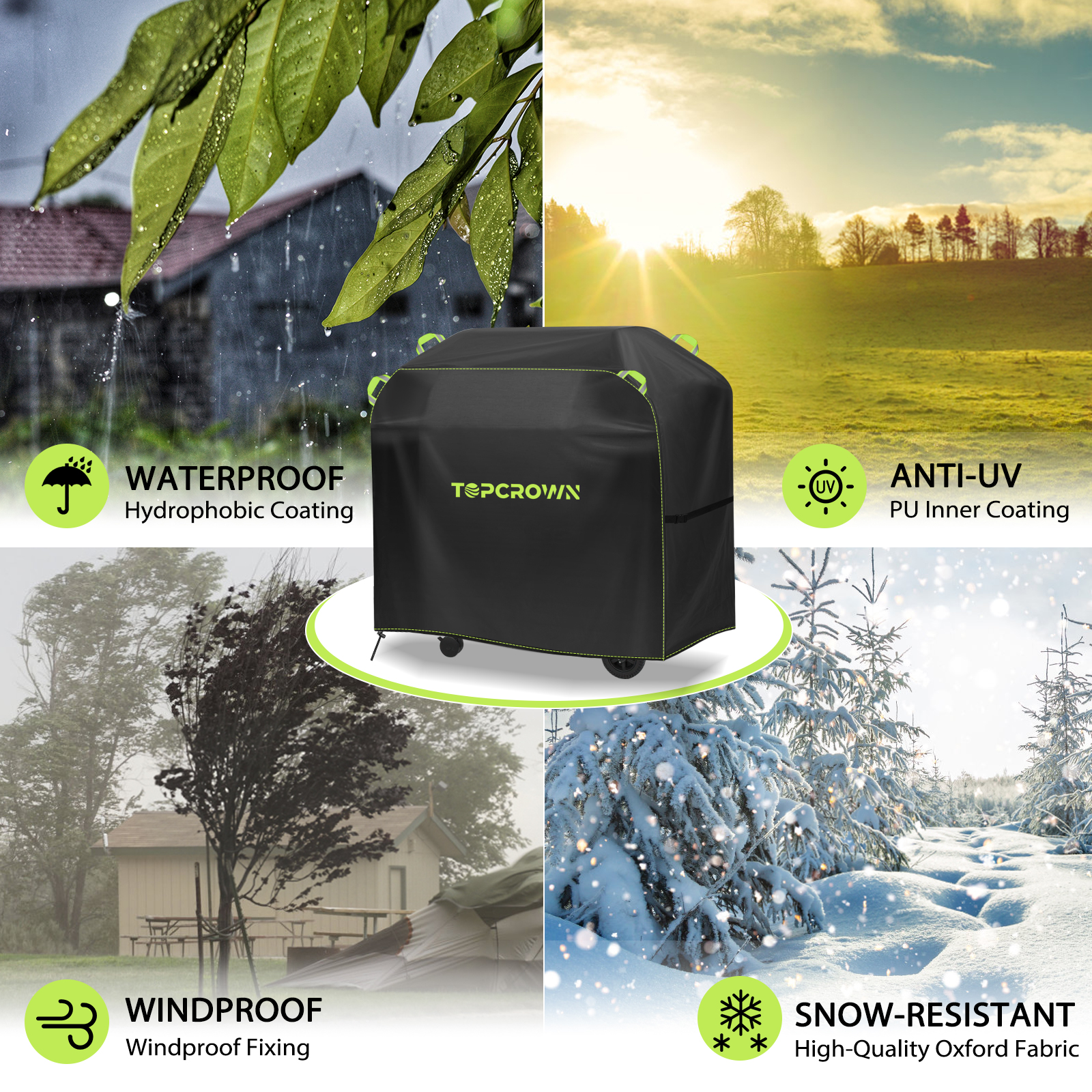 Husă pentru grătar, material oxford impermeabil cu benzi reflectorizante, anti-uv, rezistentă la vânt și la rupere, pentru weber, brinkmann, char broil