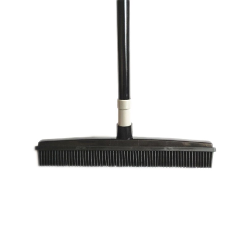 Adjustable Rubber Broom Hair Dust Scraper Pet Brush Carpet Cleaner Sweeper Wash Mop Floor Telescopic Wipe Window Cleaner: Black