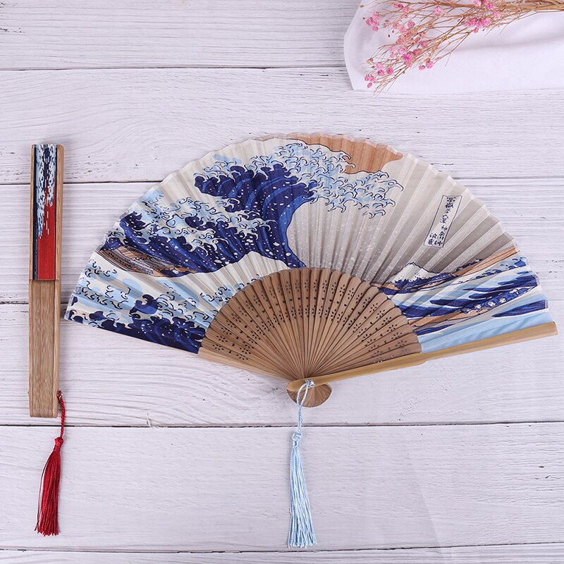 Zijde Hand Fan Mount Fuji Kanagawa Golven Japanse Vouwen Ventilator 1Pc Pocket Fan Bruiloft Accessoires Decoratie Event Supplies