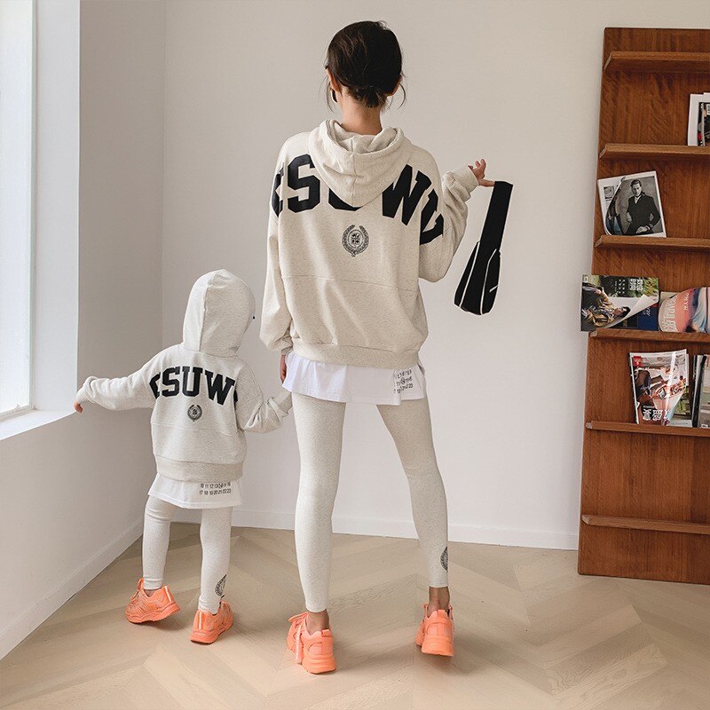 Ouder-Kind Moeder En Vrouwen Super Lente En Herfst Pak Herfst Netto Rode Trui Leggings Twee stuk Pak: Moeder M