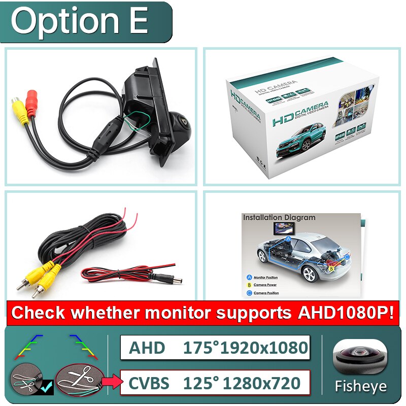 Greenyi 170 grad 1080p specialkøretøj bakkamera til opel astra hj corsa meriva vectra zafira insignia fiat grande: E-ahd 1080p-175 grader