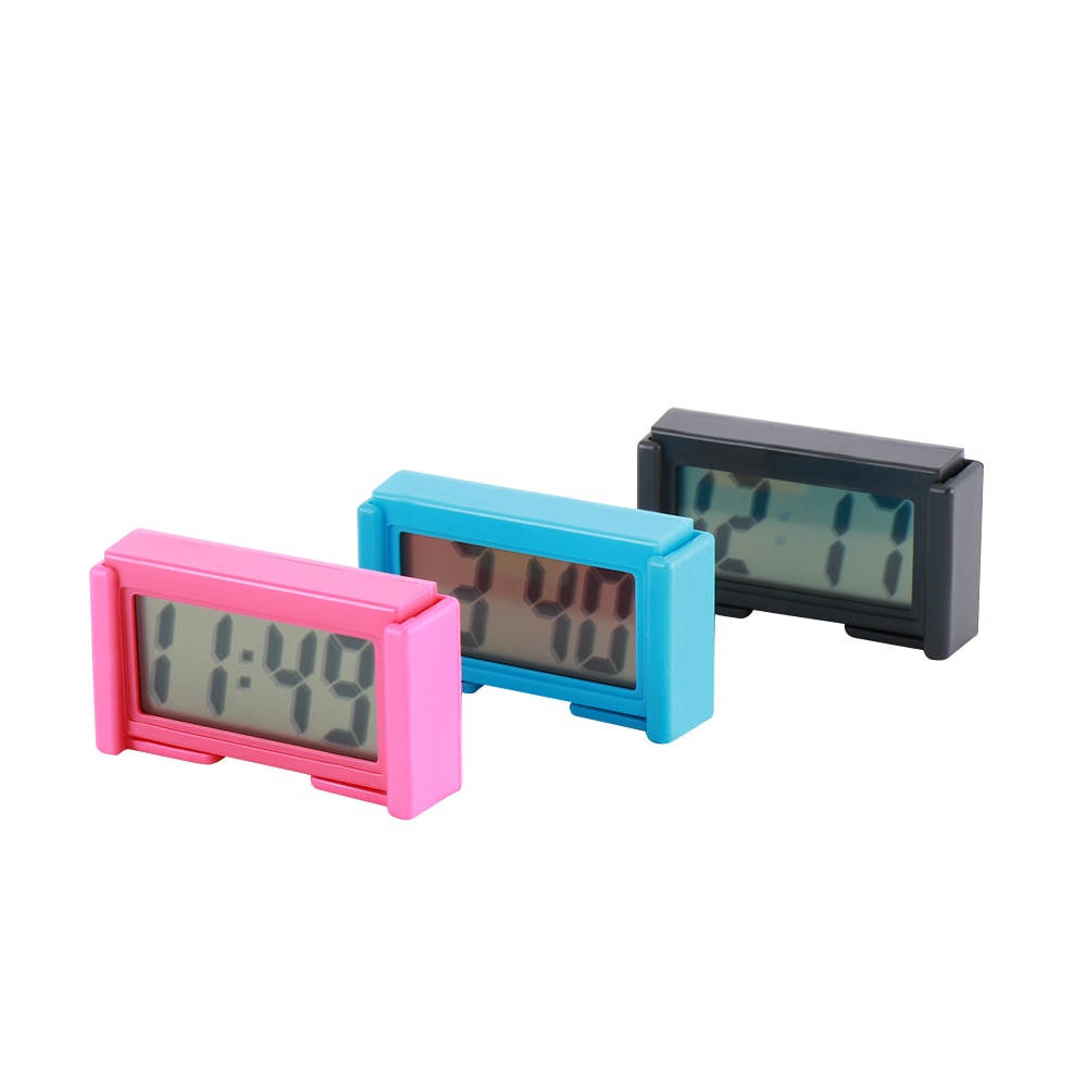 Portable LCD Screen Mini Electronic Clock Dashboard Self-adhesive Digital Clock Table Calendar Promotional