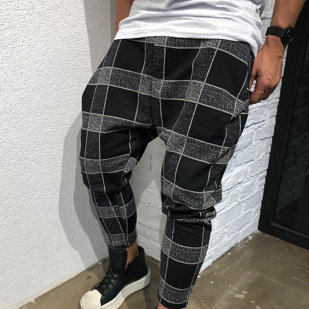 Mannen Plaid Pocket Laag Kruis Harembroek Broek Losse Fit Hiphop Street Wear Casual Mannen Broek Mannen Broek