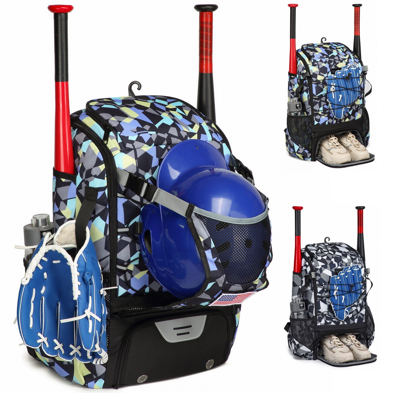 Baseball Equipment Bag Baseball Backpack with Shoe Compartment Softball Bat Bag for Youth Large Capacity Sport Baseball Backpack: Blue