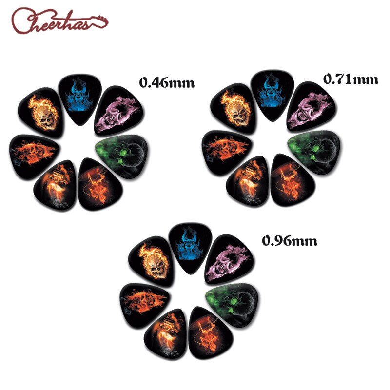 21pcs mix thin medium heavy dark skull and color skull guitar pick plectrum for boy and girl