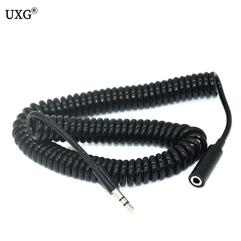 3.5mm Jack Male To Female Spring Aux Headphone Stereo Audio Extension Spring Coiled Spiral Stereo Audio Cable 60cm 250cm