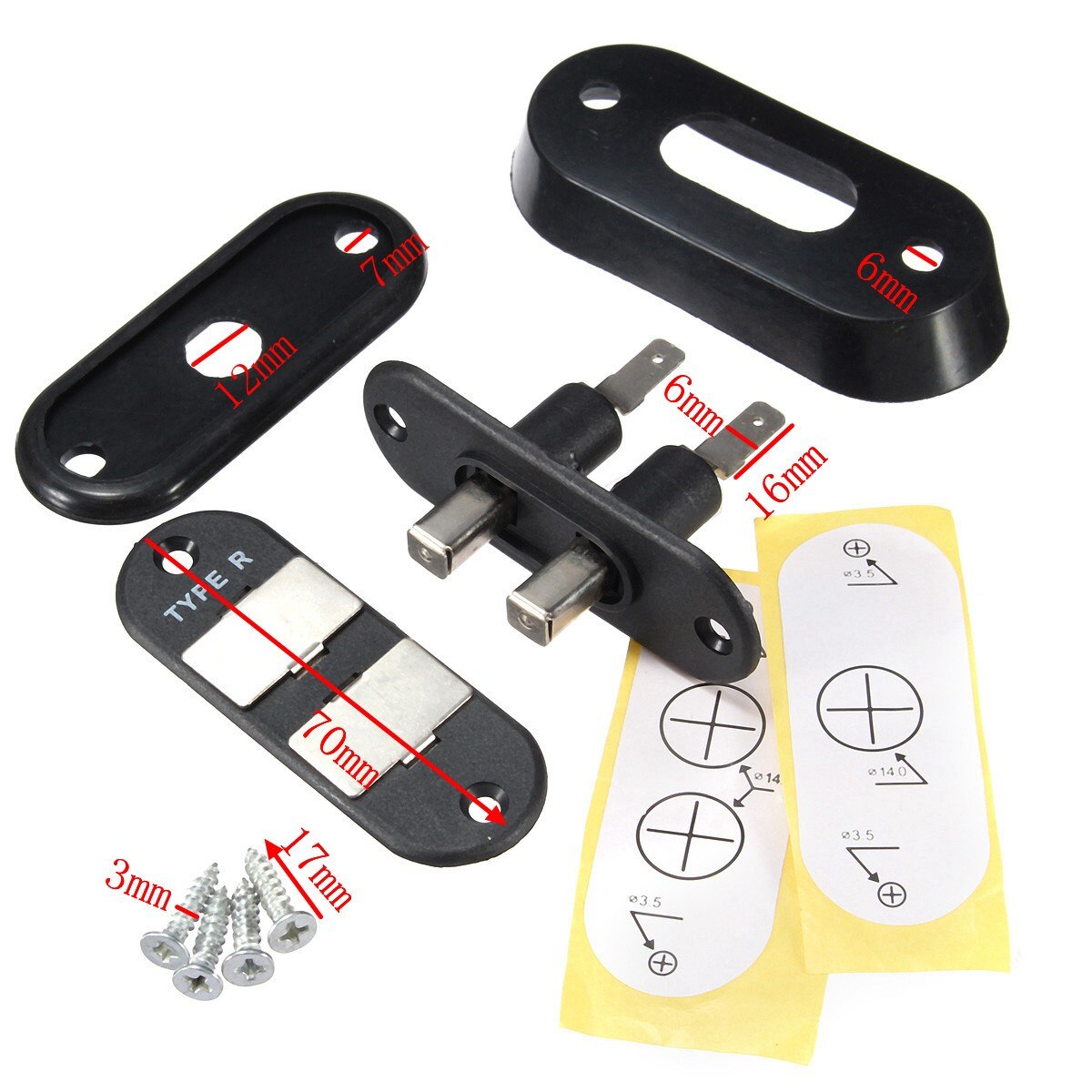 One set Black Sliding Door Contact Switch For Van Central Locking Systems Car Alarm