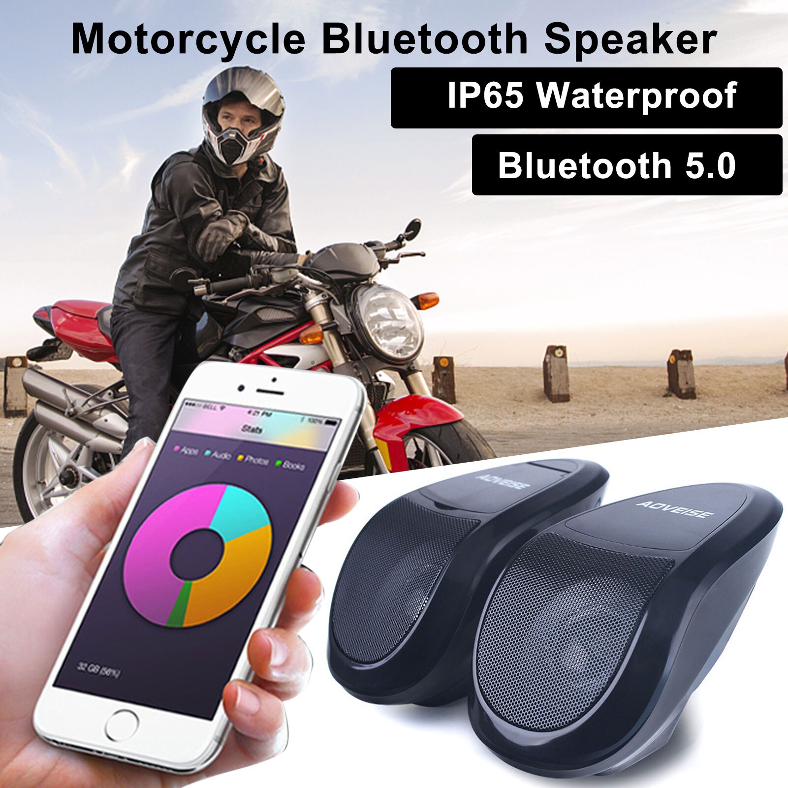 Motorcycle Bluetooth Speaker Music Audio Amplifier Waterproof Stereo Scooter U Disk Motorcycle FM Radio MP3 Player Accessories
