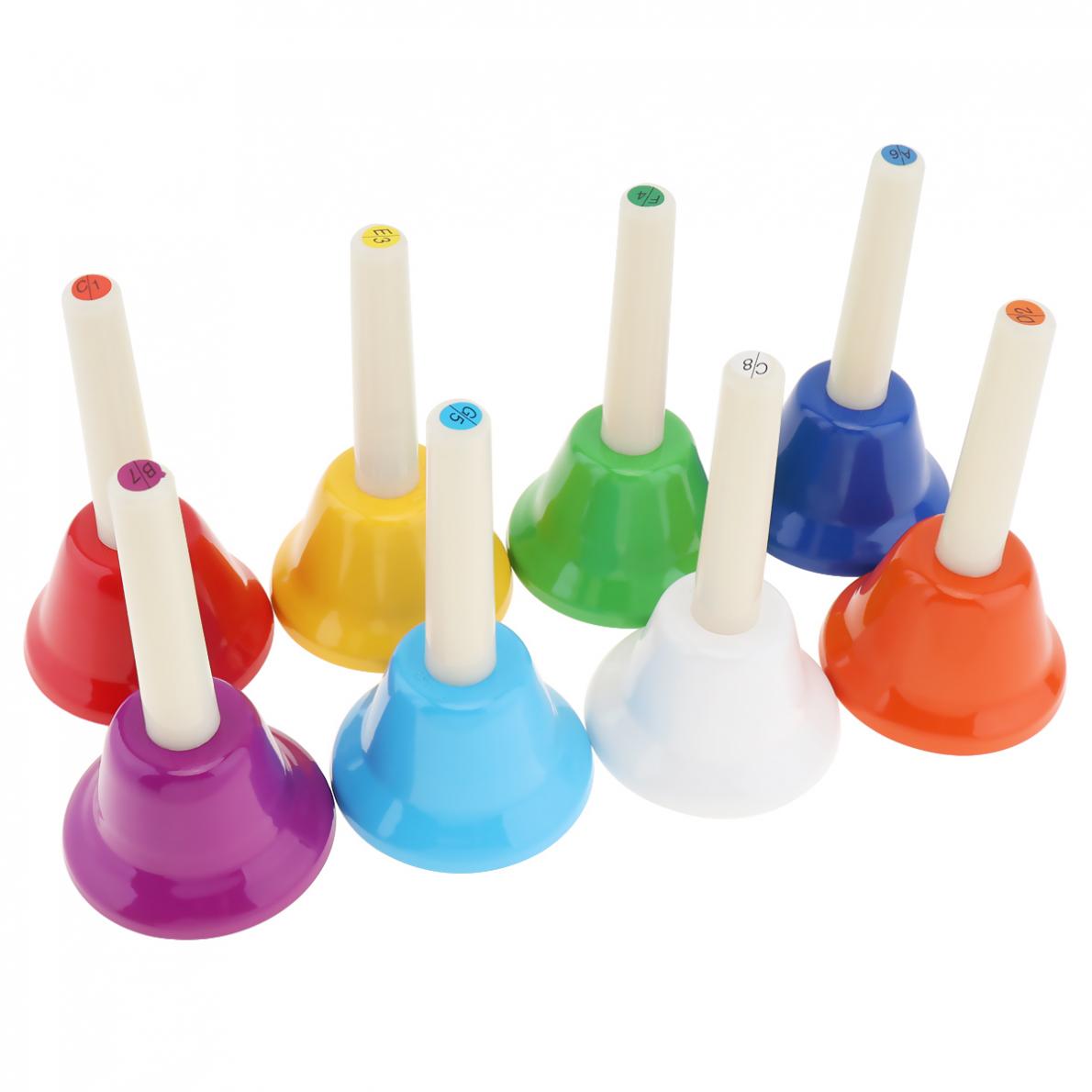 8pcs Colorful Musical Instrment Hand Bell 8-Note Musical Toy for Children Baby Kids Early Education