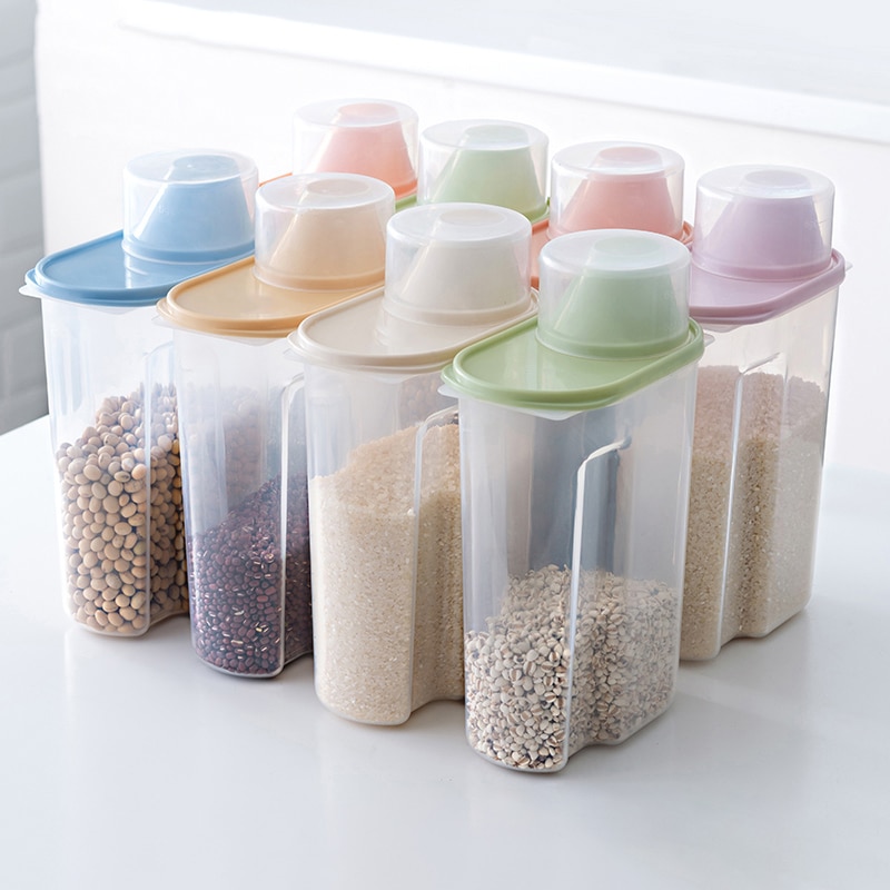 PP Food Storage Box Plastic Clear Container Set with Pour Lids Kitchen Storage Bottles Jars 67Oz~88Oz H1211