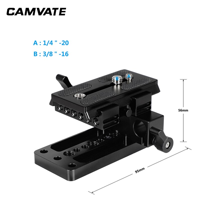 Camvate Qr Manfrotto Connect Adapter Met Sliding Montageplaat + Bodemplaat + 15 Mm Dual Rod Clamp C2175